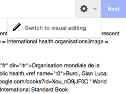 Immagine del menu per passare dal wikitext a VisualEditor