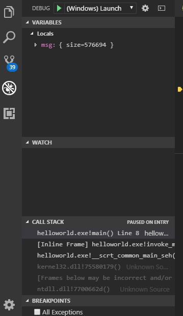 Debugging windows