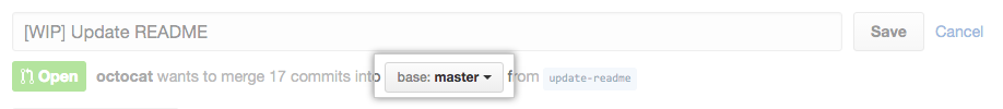 Base branch drop-down menu