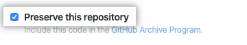 Checkbox for allowing GitHub to include your code in the GitHub Archive Program