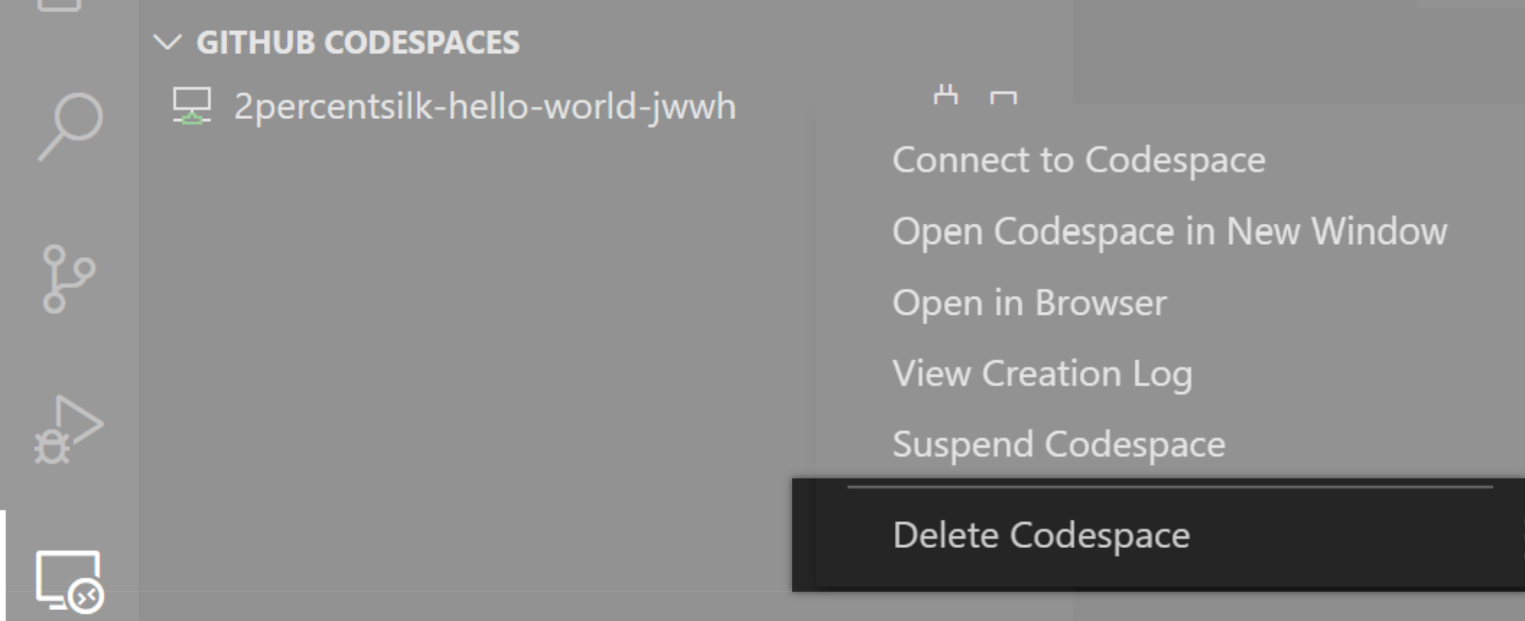 Deleting a codespace in GitHub