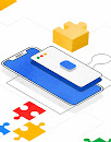 phone with colored building blocks
