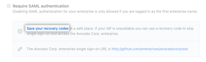 Screenshot of the button to test SAML configuration before enforcing