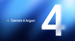 Gemini 4 Argon logo on blue background with big white "4" number