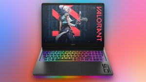 HP Omen gaming laptop on display against gradient CNET commerce background.