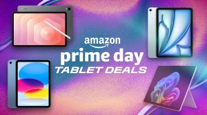 A Samsung, two Apple iPads and Microsoft tablets on a CNET background with the text Amazon Prime Day Tablet deals