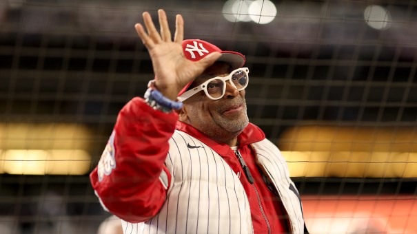 NEW YORK, NEW YORK - SEPTEMBER 29: Spike Lee waves prior to game one of the American League Wild Card Series between the New York Yankees and the Boston Red Sox at Yankee Stadium on September 29, 2026 in the Bronx borough of New York City.