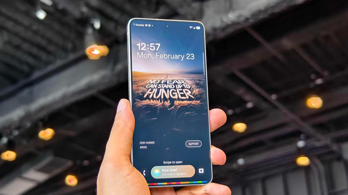 Samsung Galaxy S26 with its screen on.