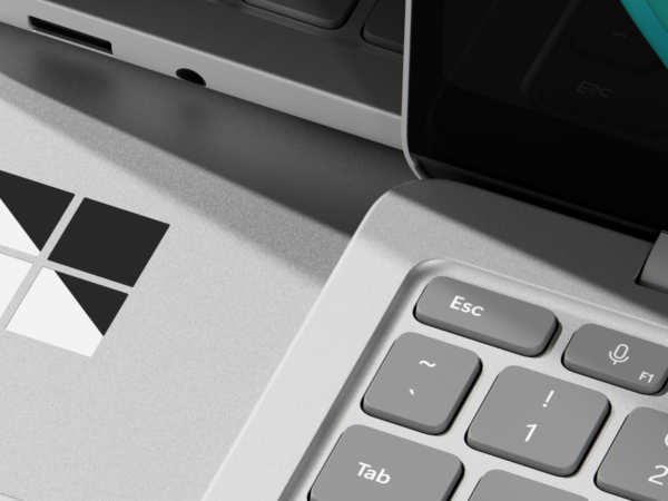 Closeup view of a laptop computer.