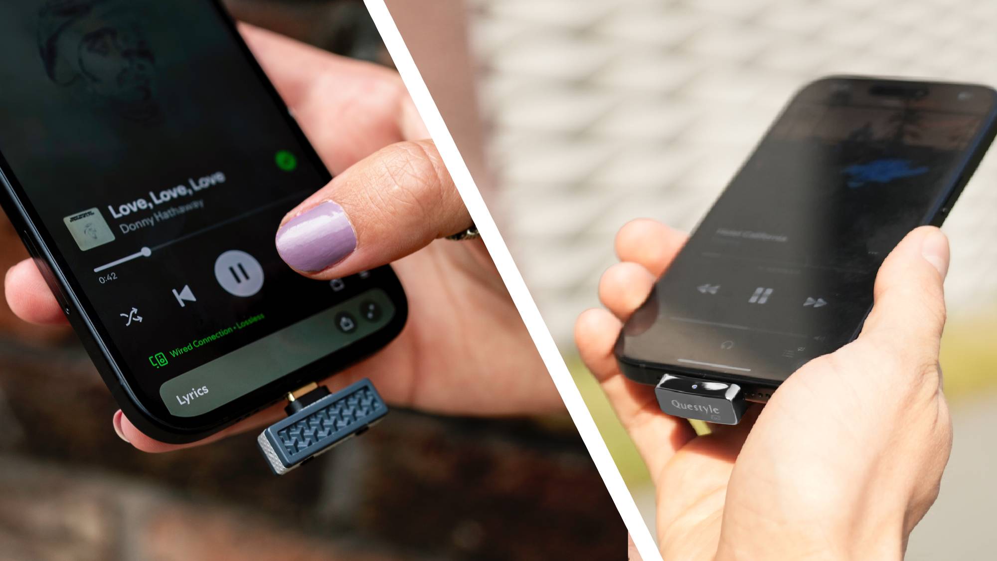 The iFi UP Play Max on the left, and the Questyle QCC Dongle Pro 2 on the right.