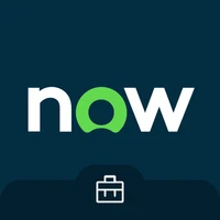 ServiceNow logo with the word 'now' and a green speech bubble inside the letter 'o'.