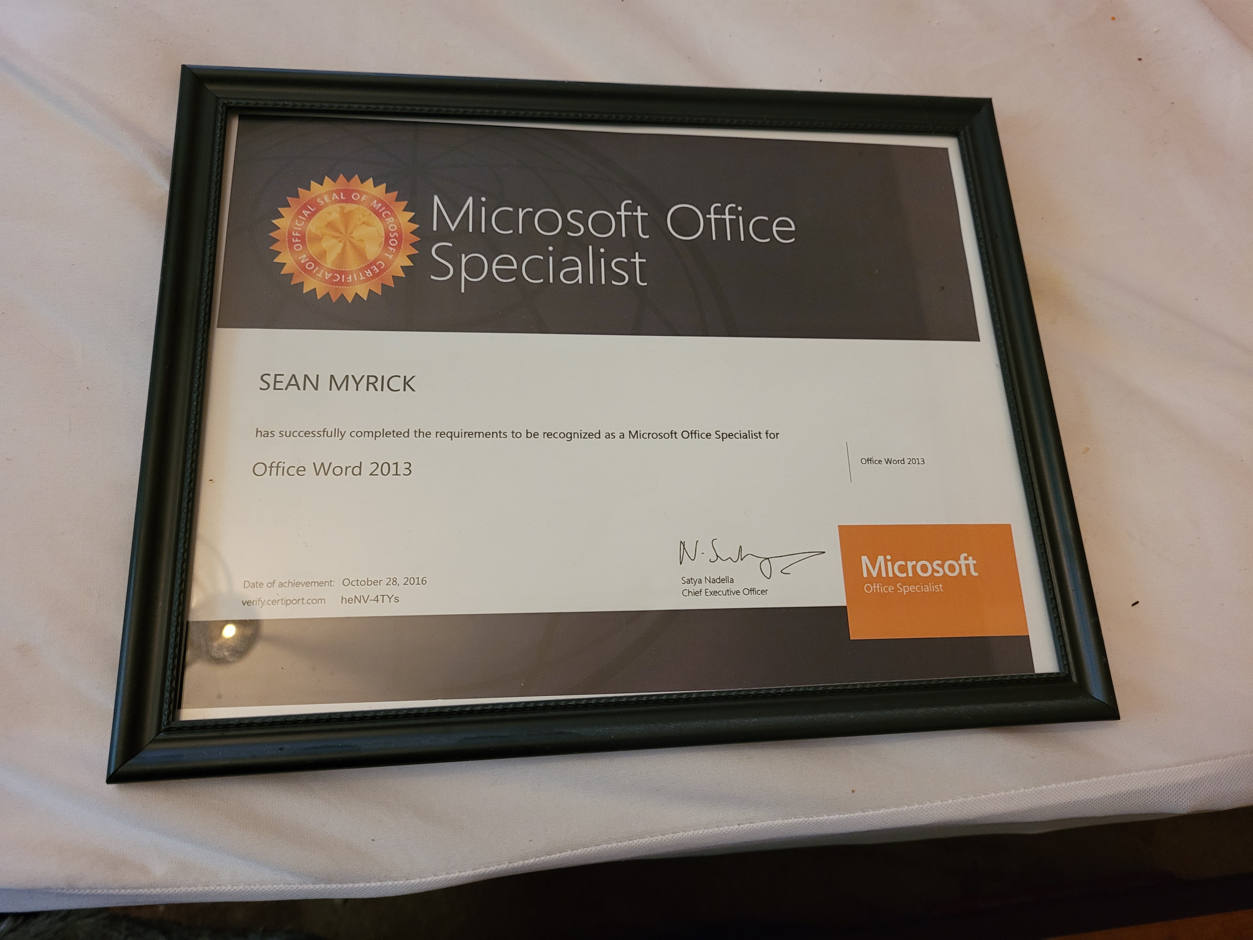 Microsoft Word 2013 specialist certificate Microsoft Word certificate image failed to load