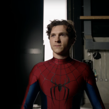 White man in spider-man costume