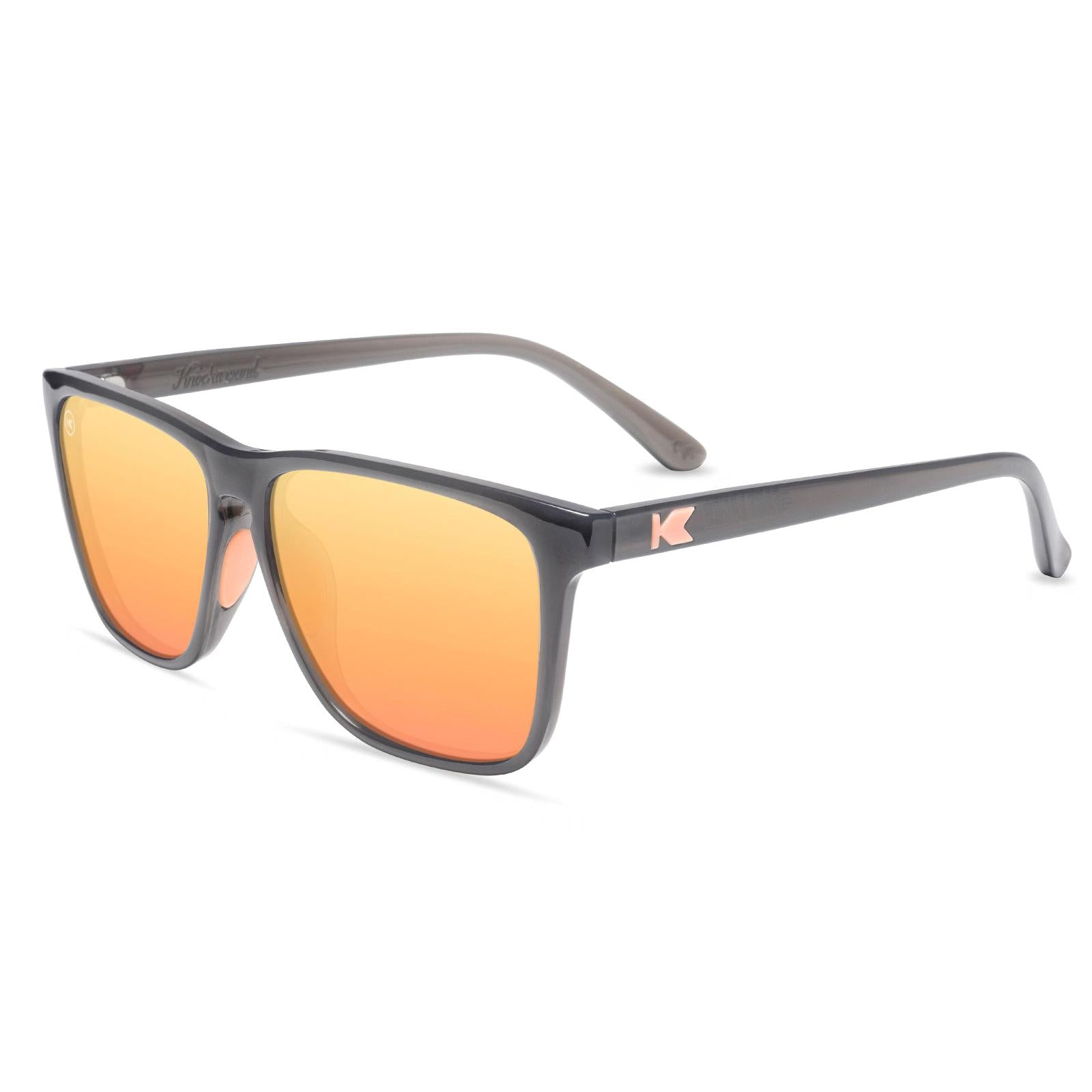 Sunglasses with Grey Frames and Polarized Peach Lenses, Flyover