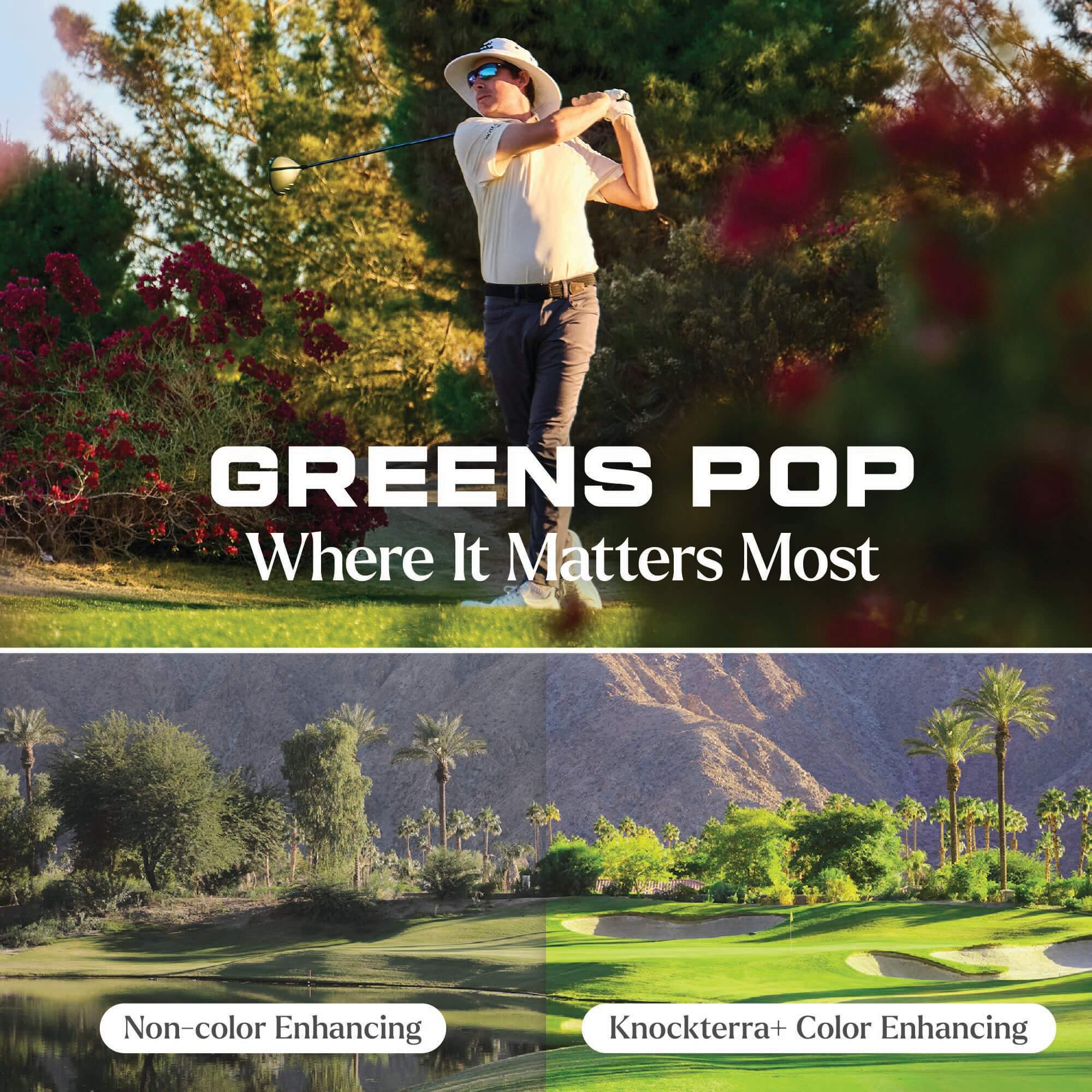 Greens Pop, Where it Matter Most. Comparision of Non-Color Enhancing and with Knockterra+ Color Enhancing effect.