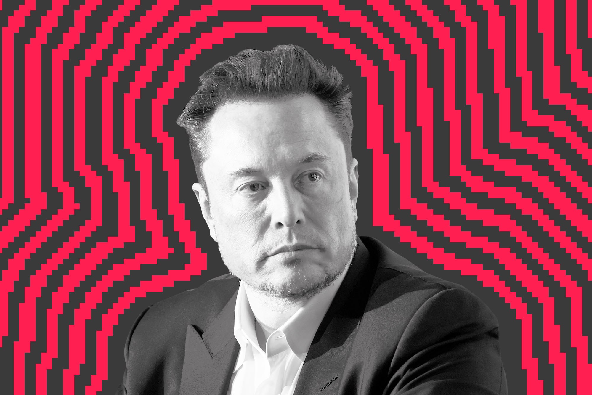 Photo collage of Elon Musk.