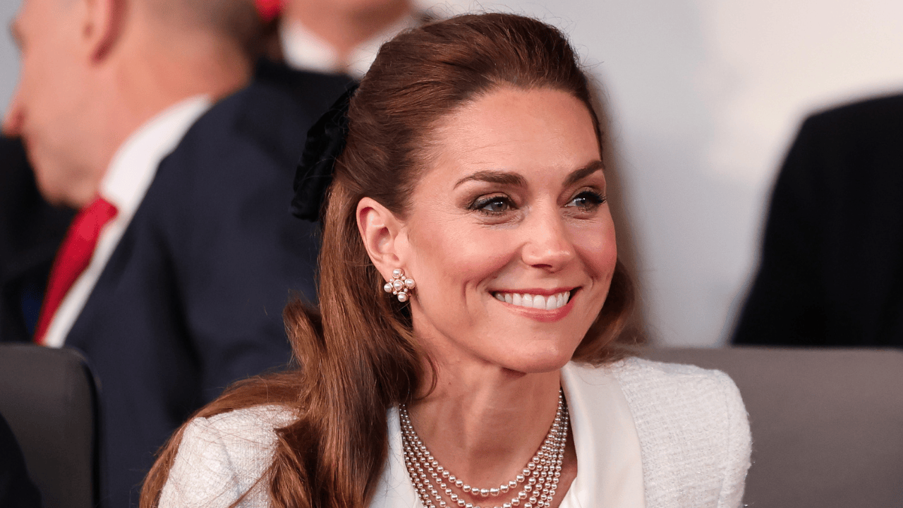 Catherine, Princess of Wales attends a concert to mark the 80th Anniversary of VE Day at Horse Guards Parade on May 08, 2025 in London, England.